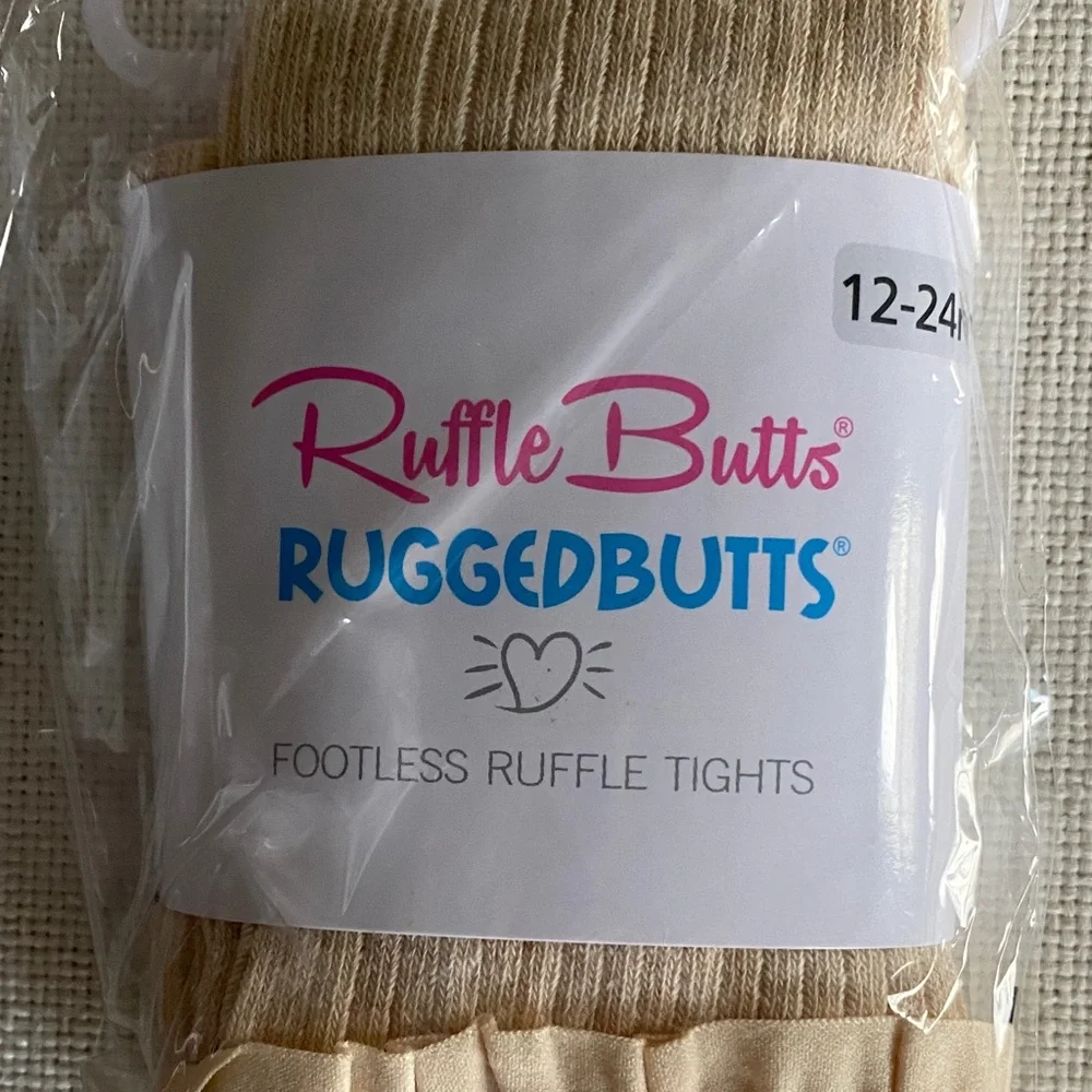 Ruffle Butts Kids Footless Ruffle Tights - White, Purple, Tan Size 12-24 months